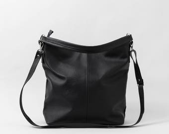 LEATHER HOBO BAG, Black Leather Handbag, Everyday Tote Bag, Crossbody Bag, Laptop Leather Shoulder Bag, Leather Bag, Hobo Bag, Everyday Bag