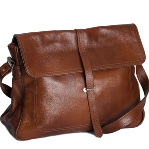 Leather Messenger Bag, Leather Briefcase Bag, Leather Bag, Shoulder Bag, Crossbody Leather Bag Leather Satchel, Cognac Brown Messenger zdjęcie 2