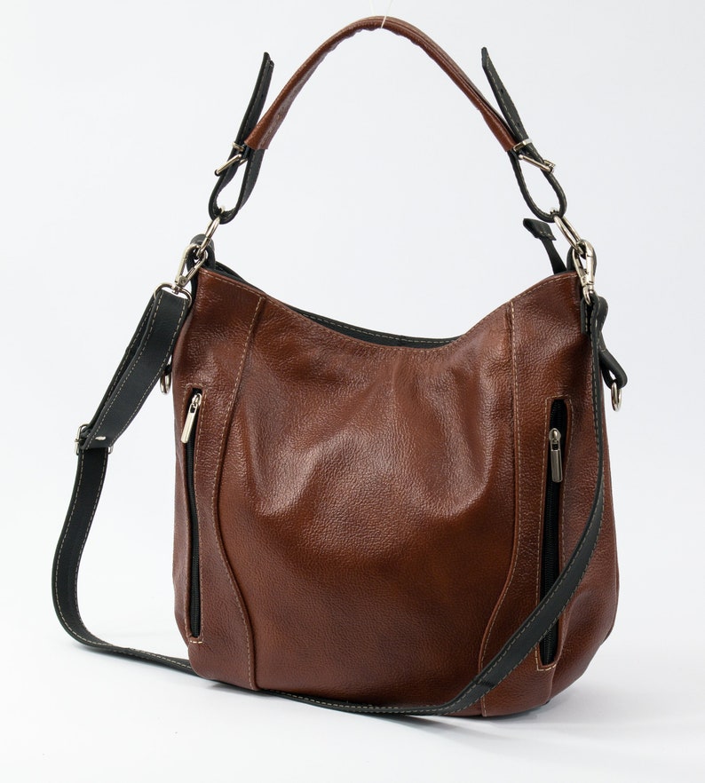 Cognac Brown LEATHER HOBO Bag SHOULDER Bag Crossbody Purse Etsy