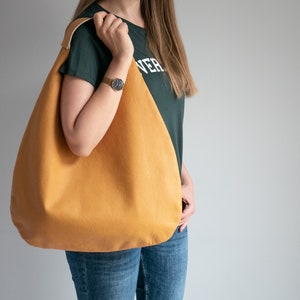 Yellow LEATHER HOBO Bag - Oversize Shoulder Bag - Everyday Leather Purse - Soft Leather Handbag for Women, Yellow Hobo Bag