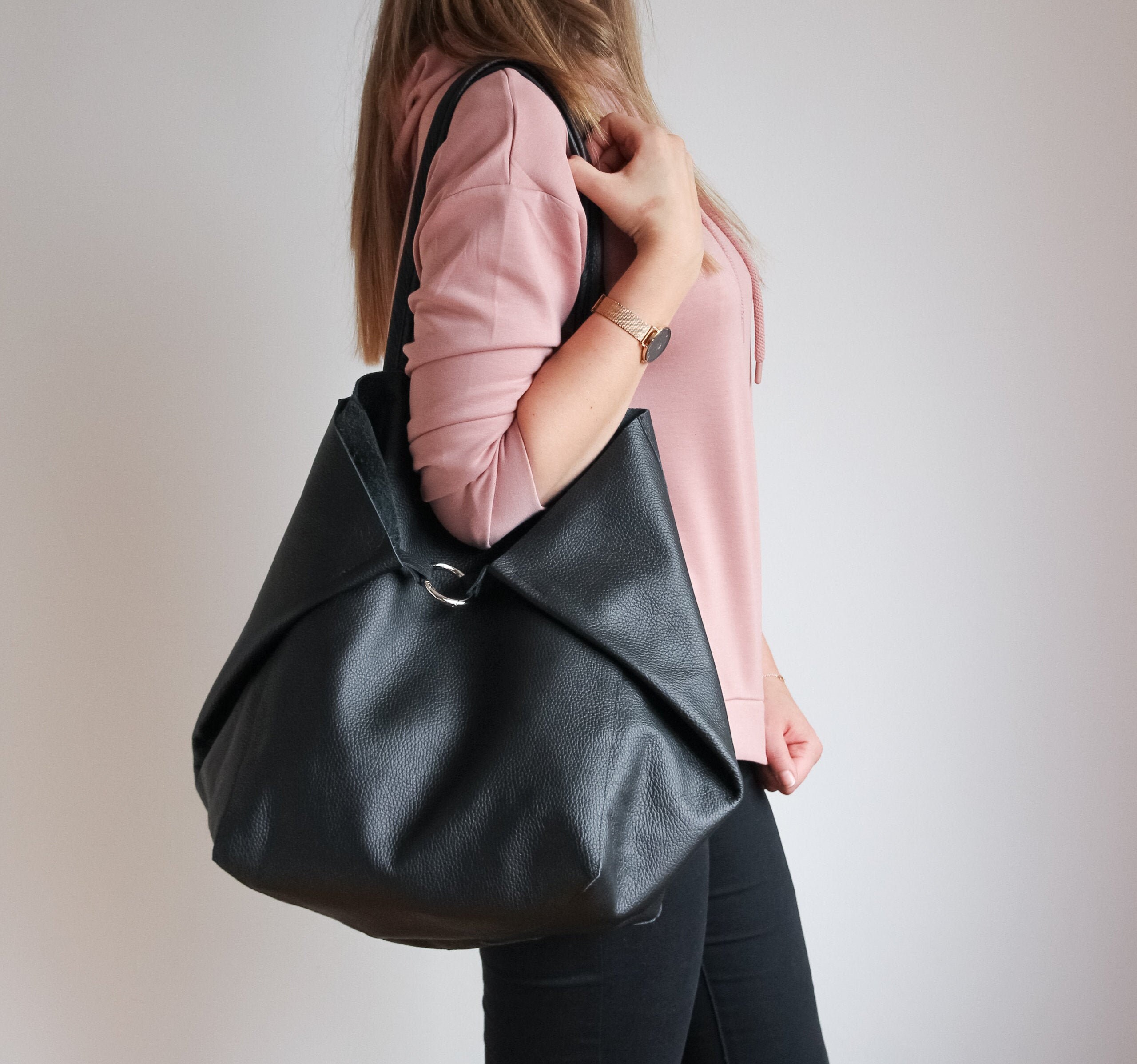 oversized leather purse