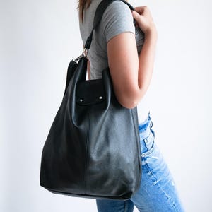 Schwarze OVERSIZE SHOPPER Tasche - XXL Henkeltasche Damen - Große Crossbody Geldbörse - Große Schultertasche