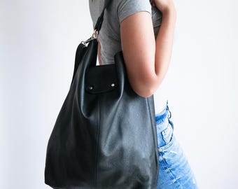 Black OVERSIZE SHOPPER Bag - XXL Tote Bag Woman - Large Crossbody Purse - Big Shoulder Bag