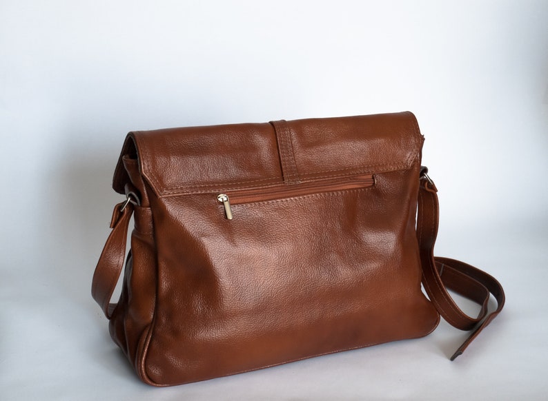 Leather Messenger Bag, Leather Briefcase Bag, Leather Bag, Shoulder Bag, Crossbody Leather Bag Leather Satchel, Cognac Brown Messenger zdjęcie 3