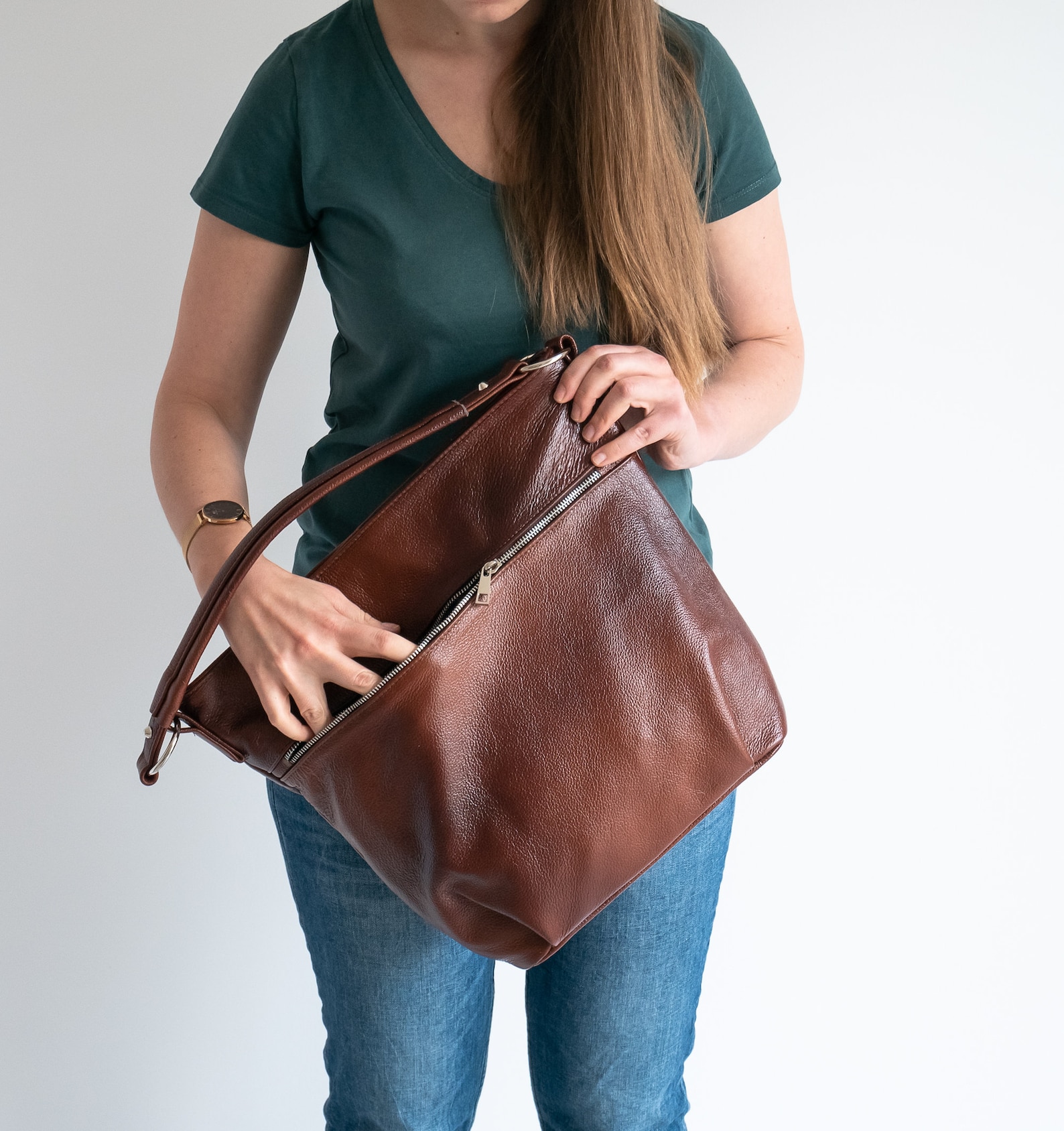 Cognac Brown LEATHER HOBO Bag Cognac Brown Crossbody Bag Etsy