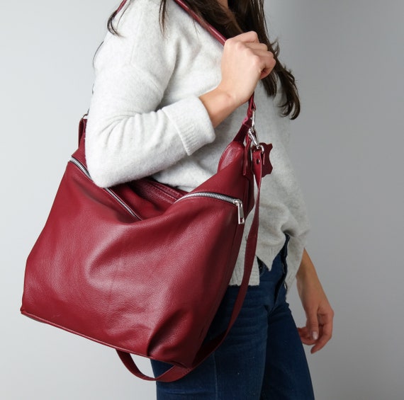 red leather hobo bag