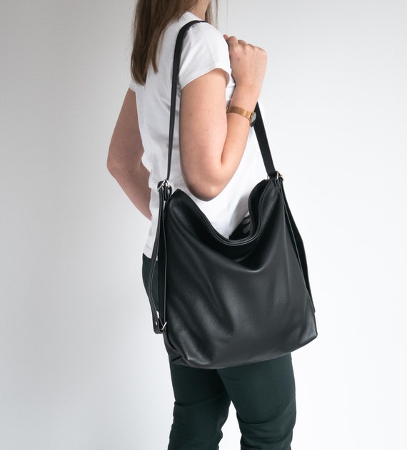 Convertible Backpack Leather Shoulder Bag Black Bag -  Norway