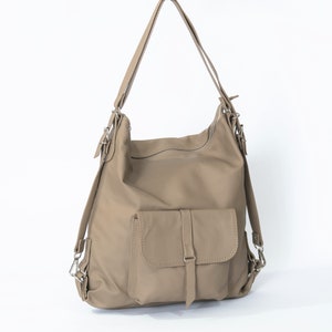 Leder Rucksack, Leder Rucksack, Rucksack Geldbörse, Leder Tragetasche, Laptop Rucksack, Lederhandtasche, Schultasche, Beige Leder Rucksack