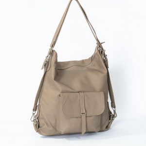 Lederrucksack, Lederrucksack, LederTasche, Laptop Rucksack, Leder Handtasche, Schultasche, Beige Lederrucksack Bild 1