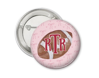 Badges personnalisables roses preppy monogramme Coquette pour les jours de match de football