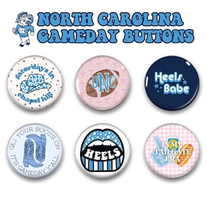 North Carolina Gameday Button Collection – Tar Heel Tailgate Pins | UNC Spirit Buttons | Saturdays in Chapel Hill