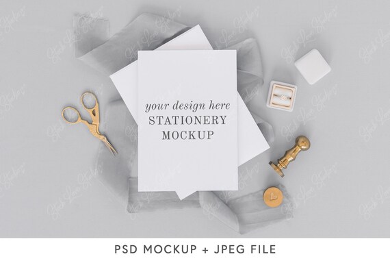 Card Mockup With Smart Object Gray Wedding Mockup