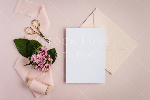 Styled Stock Photography Invitation Mockup Pink Floral Styled Stock Photography Invitation Mockup Pink Floral