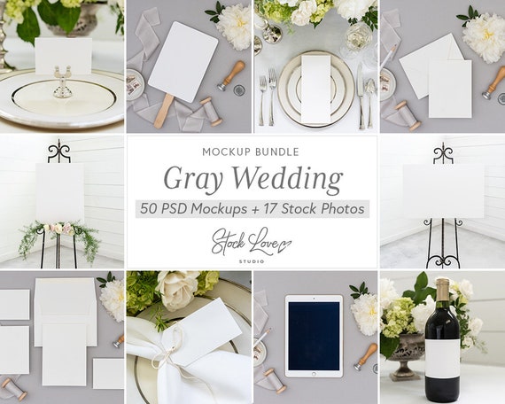Gray Wedding Mockups Stationery Stock Photos Wedding