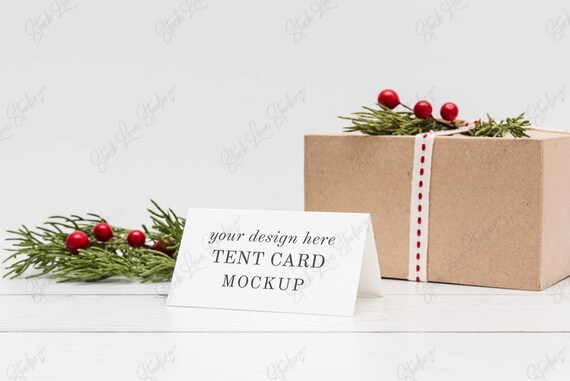 Christmas Tent Card Mockup Christmas Tent Card Christmas Etsy