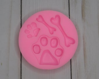 Dog Paw & Bone Silicone Mold – Pet Theme Mold for Fondant, Chocolate and Crafts