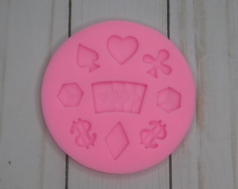 Casino Poker Silicone Mold – Card, Chip & Dice Mold for Fondant, Chocolate and Crafts