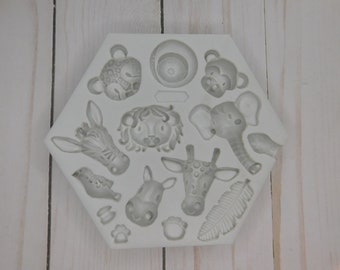 Safari Animals Silicone Mold – 14pc Jungle Animal Mold for Fondant, Chocolate & Crafts