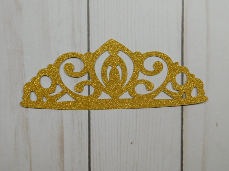 Gold Princess Crown Cake Topper – Glitter Crown Topper for Birthday ...