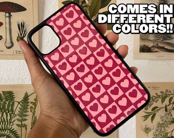 Checkered Hearts Shimmer Phone Case, *PLEASE READ ITEMDETAILS Y2K Phone Case, Cute Phone Case, Gifts for Her