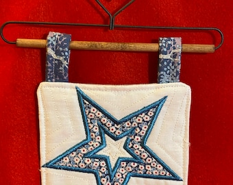 Applique Embroidered Star Quilt Hanger - with 6” heart hanger