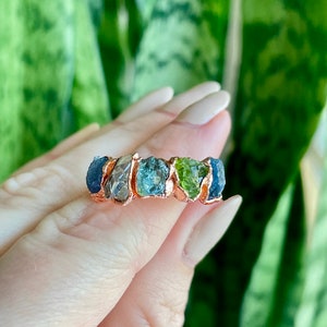 Multi Stone Rings | Birthstone Rings | Raw Stone Ring | Raw Crystal Ring | Stacking Rings | Bridesmaid Gift| Custom Ring | Raw Gemstone Ring