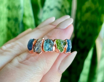 Multi Stone Rings | Birthstone Rings | Raw Stone Ring | Raw Crystal Ring | Stacking Rings | Bridesmaid Gift| Custom Ring | Raw Gemstone Ring