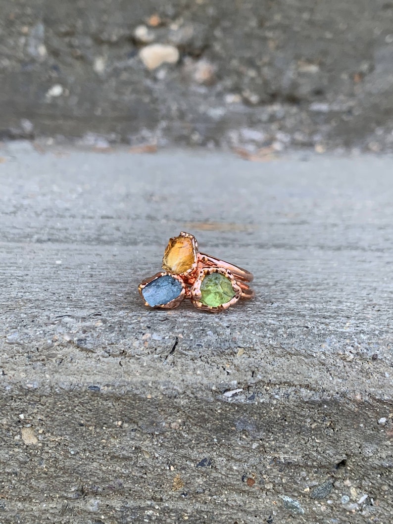 Apatite Ring Raw Apatite Gemstone Ring Raw Apatite Ring Crystal Ring Stacking Rings Blue Crystal Ring | Raw Stone Jewelry