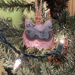 Cat Christmas Ornament, Pet Memorial Ornament, Crystal Gemstone Ornament, Cat Lover Gift, Cat Mom Christmas Decor, Kitty Xmas Ornament, Pets