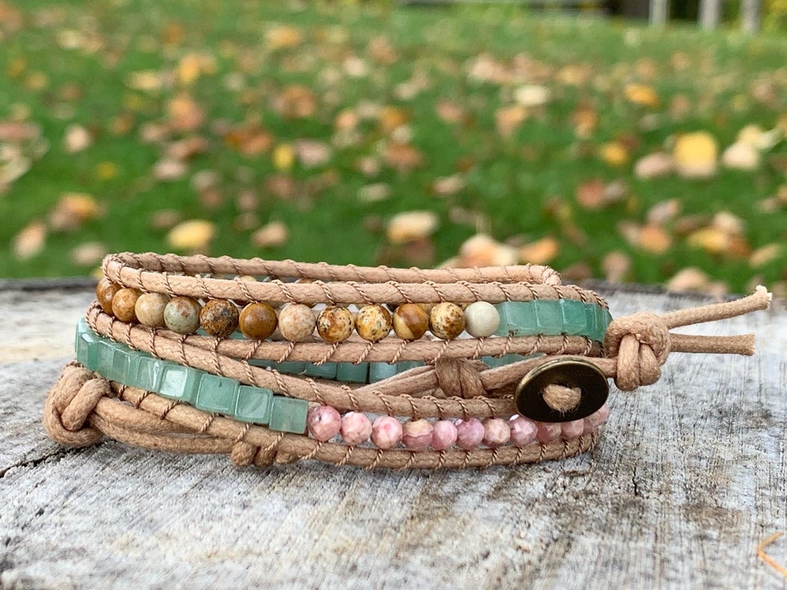 Beaded Triple Wrapped Bracelet gifts for Her gemstone Etsy