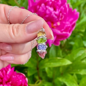Multi Stone Necklace, Mother Daughter Jewelry, Raw Gemstone Necklace, Custom Birthstone Necklace, Family Necklace, Gemstone Pendant Necklace
