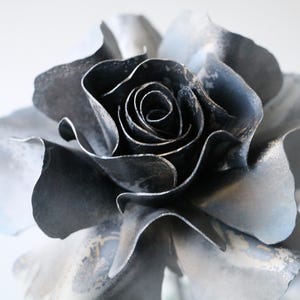 Natural steel handmade metal rose, NEW DESIGN large BLOOM for all occasions 6th 11th Wedding anniversary, forged flower with free delivery