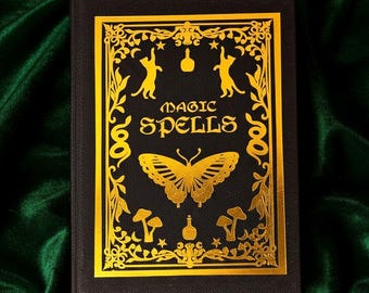 Witchy Magic Spells A5 Journal, Gothic Diary, Gold Foil Bookcloth Hardcover