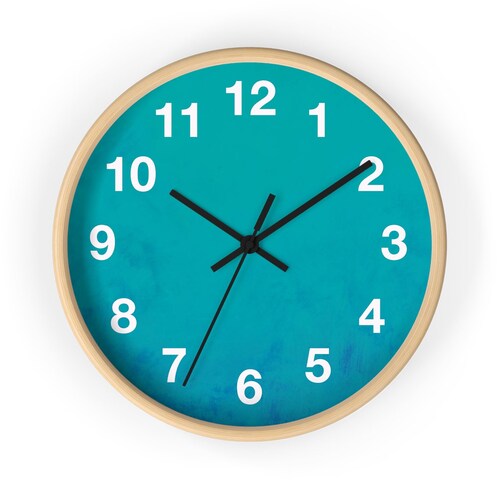 Teal Gradient Wall Clock Housewarming Gift Teal Clock Teal Etsy