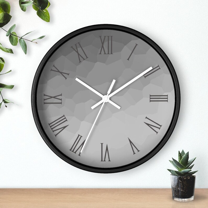 Roman Numerals Wall Clock Gray Elegant Clock for Wall Grey Etsy