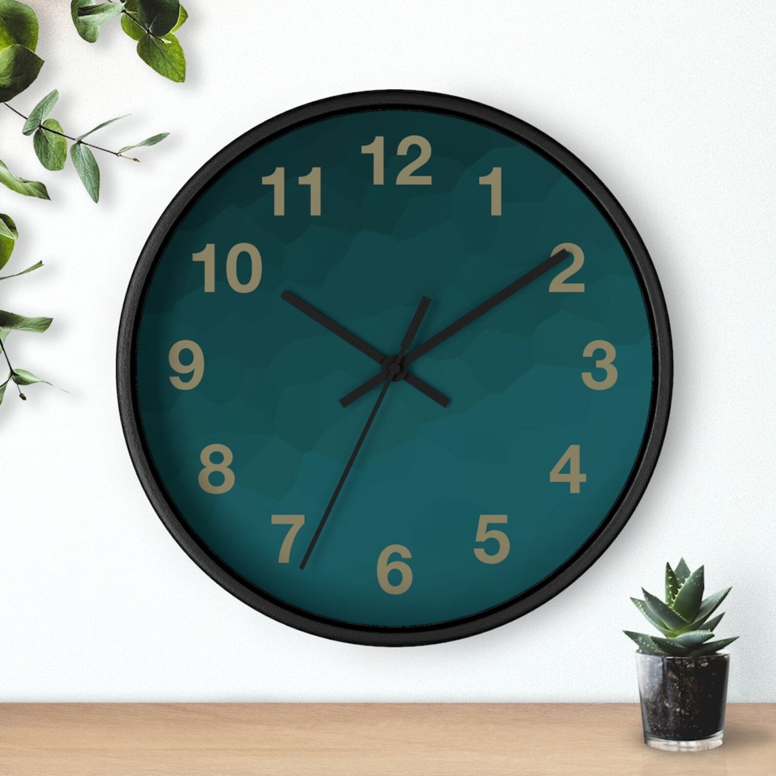 Dark Green Wall Clock With Numbers | Etsy