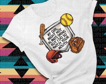 My kid may not swing but I do ~ Softball Mom Shirt