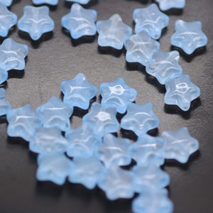 Jelly Blue Spray Painted Glass Star Beads (8mm x 8.5mm x 4mm) AB5