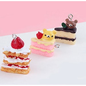 Chocolate Bear and Strawberry Bear Cake Charm (19mm x 24mm)