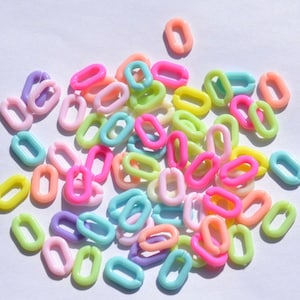 Neon Colored Acrylic Plastic Chain Links Pieces (14mm x 9mm)