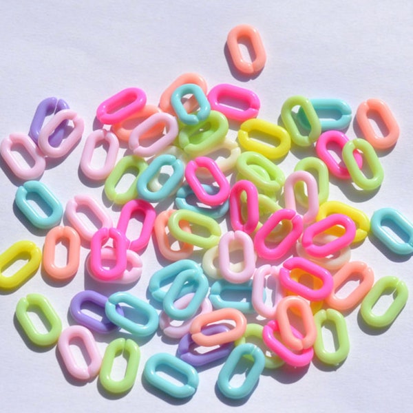 Pièces de maillons de chaîne en plastique acrylique de couleur néon (14 mm x 9 mm)