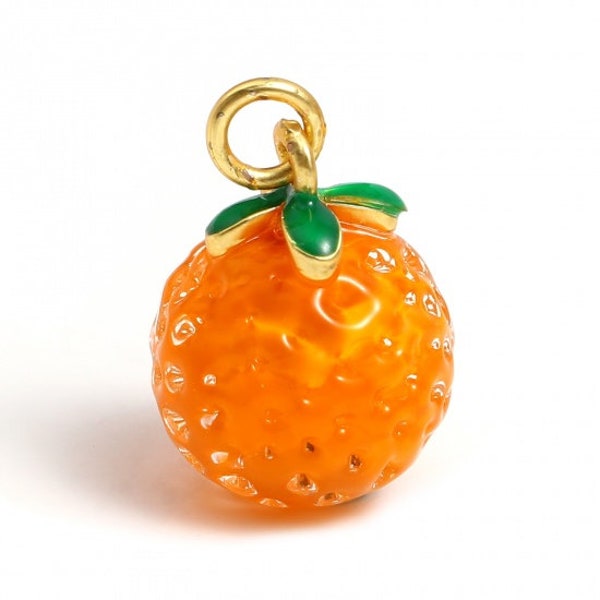 Glass Fruit Themed Charms (Orange, Strawberry, Peach, Green Apple, Cherry, Red Apple, Pink Strawberry, Lemon)