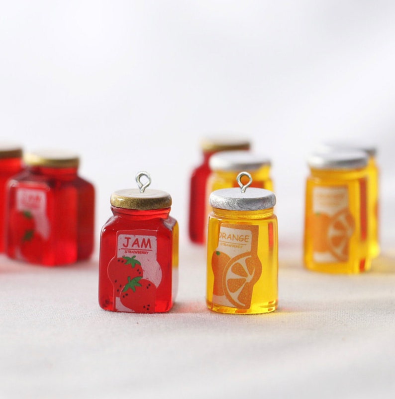 Strawberry Jam/orange Jam Jar Resin Charms Etsy