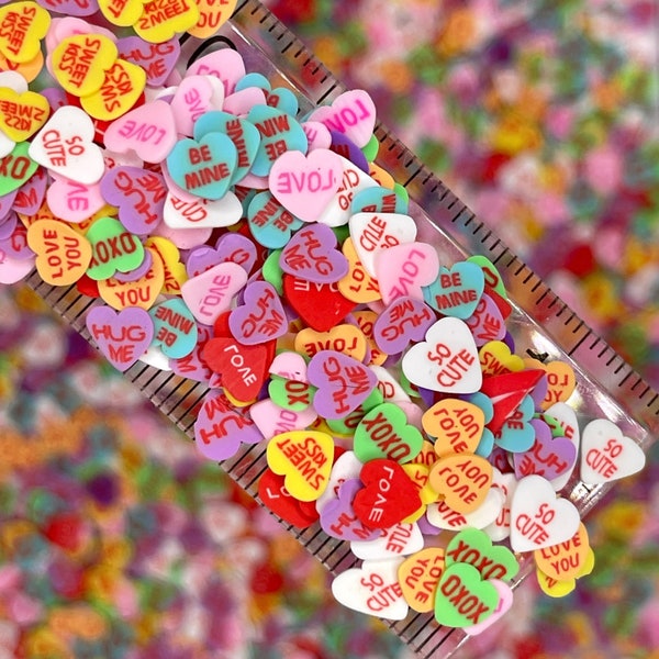 FAKE, 5MM Valentine's Day Candy Heart Themed Polymer Clay Sprinkle Mix (NOT EDIBLE) D11-11