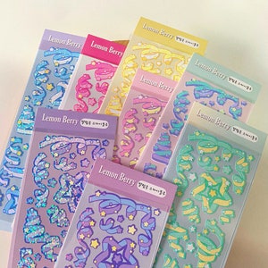 Holographic Ribbon Theme Sticker Sheets, Crafts, Scrapbooking, Diary, Journal, DIY,