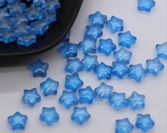 Bright Blue Spray Painted Glass Star Beads (8mm x 8.5mm x 4mm) AB8