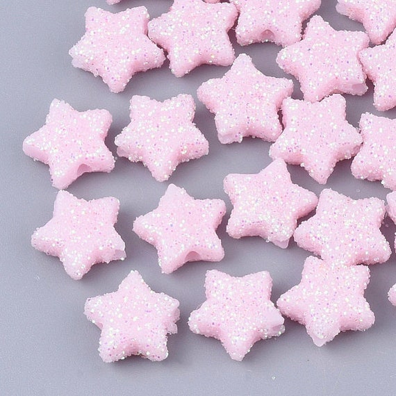 200 Mixed Color Sparkling Silver Acrylic Star Beads 10mm Spacer Beads