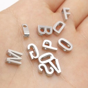 Silver Stainless Steel Letter Charms (8mm x 3mm)