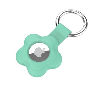 Cute Flower Themed Silicone AirTag Case. CASE ONLY Mint Green