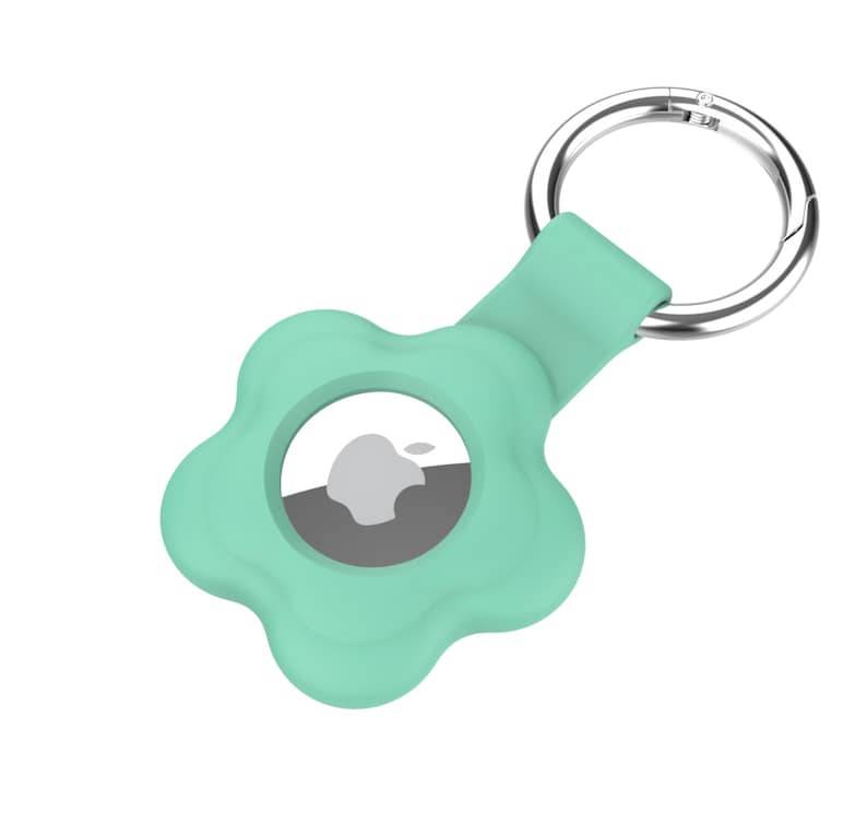 Cute Flower Themed Silicone AirTag Case. CASE ONLY Mint Green